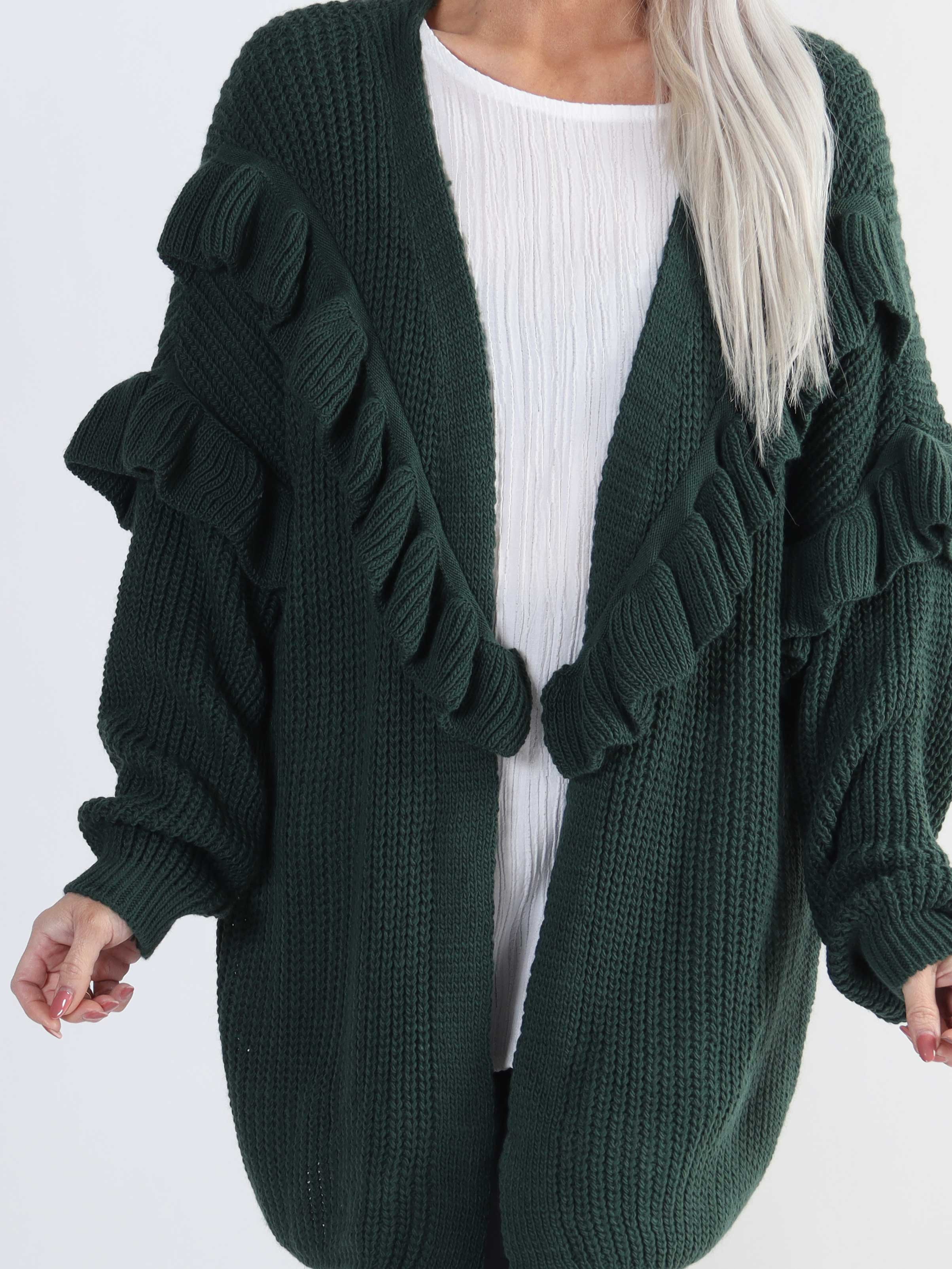 Ellis Cardigan - Lækker plus size strikcardigan med fine flæsedetaljer